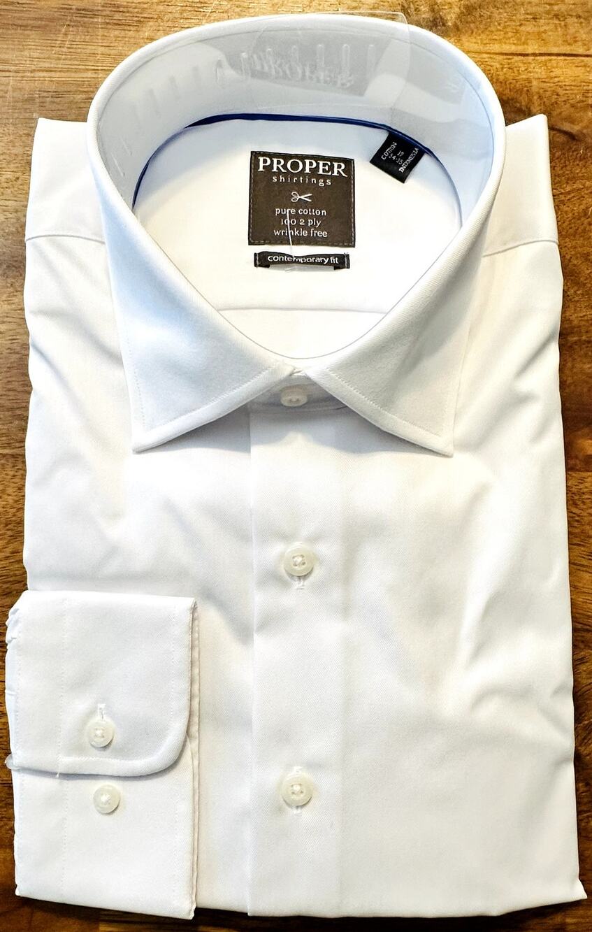 Proper Shirtings Mens Dress Shirt Size 17 34/35 Long Sleeve Contemporary Fit